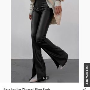 Commense faux leather zipper pants